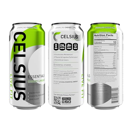 CELSIUS ESSENTIALS, Sparkling Cherry Limeade, Performance Energy Drink 16 Fl Oz CELSIUSUS supplements