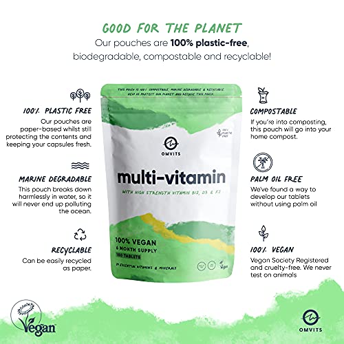 Vegan Multivitamins & Minerals - With High Strength Vitamin B12, D3, K2 & Iron OmvitsUS supplements