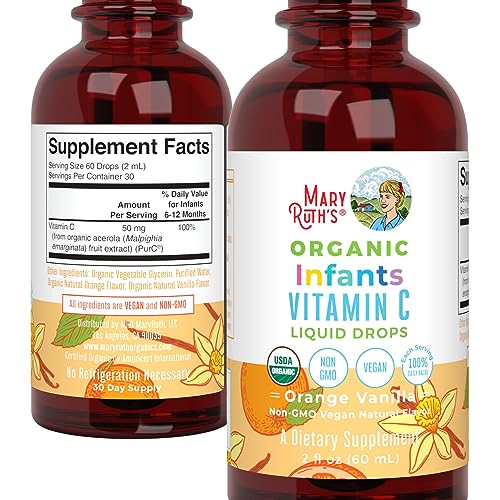 MaryRuth Organics Infant & Baby Vitamin C Supplement | USDA Organic Vitamin C Liquid Drops for Infants | Ages 6-12 Months | Immune Support | Overall Health | Vegan | Non-GMO | Gluten Free | 2 Fl Oz MARYRUTH'SUS supplements