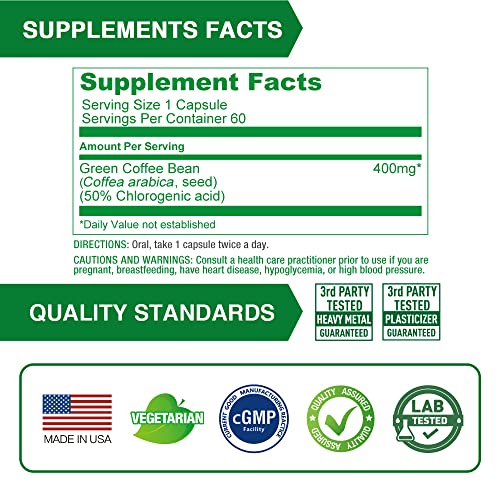 Lovita High-Potency Green Coffee Extract: 1600mg Equivalent, 50% Chlorogenic Acid LovitaUS supplements