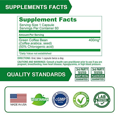 Lovita High-Potency Green Coffee Extract: 1600mg Equivalent, 50% Chlorogenic Acid LovitaUS supplements