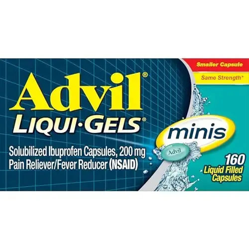 Advil Liqui-Gels Minis Pain Reliever and Fever Reducer, Pain Medicine for Adults with Ibuprofen 200mg for Pain Relief - 160 Liquid Filled Capsules AdvilAu supplements