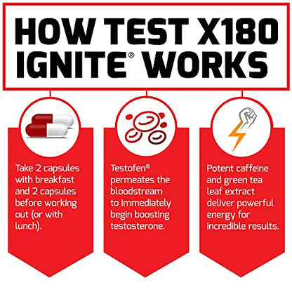 FORCE FACTOR Test X180 Ignite Testosterone Booster for Men, Testosterone Support Force FactorUS supplements