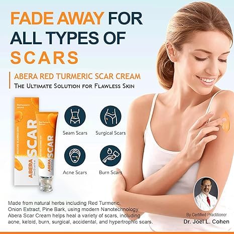 ABERA Scar Removal Cream for Women and Men - Rapid Repair of New Old Scars, Spots, Burns All Natural Treatment with Vitamin E, Alanine, Collagen (1 Box + 3 Eye Patch) ABERAAu supplements