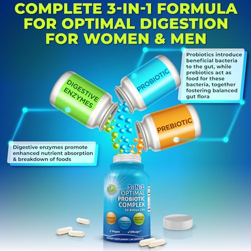 Probiotics with Digestive Enzymes and Prebiotic for Women and Men - 3-In-1 Vegan Probiotic SUPPLEMENTS STUDIOAu supplements