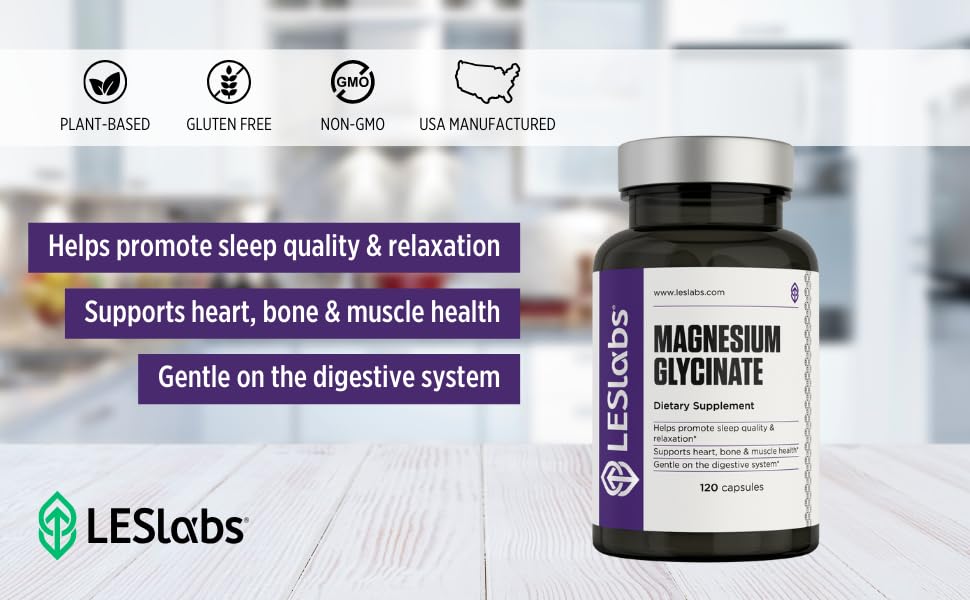 LES Labs Magnesium Glycinate – Supports Restful Sleep, Heart Health, Stress Relief, Metabolism, Nerve & Muscle Function, Gentle on The Digestive System – Non-GMO Supplement – 120 Capsules LES LabsAu supplements