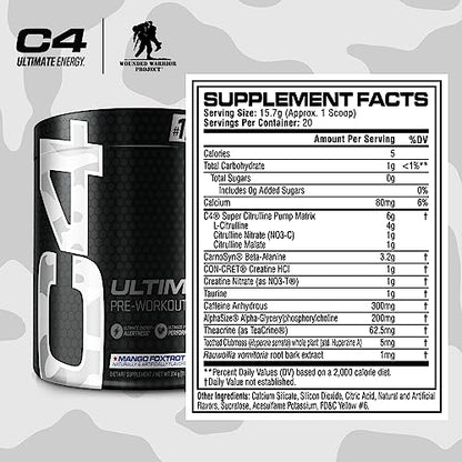 Cellucor C4 Ultimate x WWP Pre Workout Powder Mango Foxtrot - Sugar Free Preworkou CellucorUS supplements