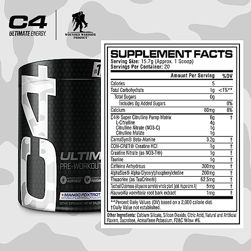 Cellucor C4 Ultimate x WWP Pre Workout Powder Mango Foxtrot - Sugar Free Preworkou CellucorAu supplements