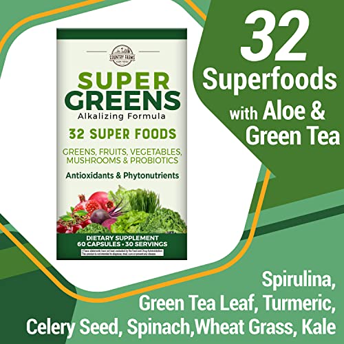 COUNTRY FARMS Super Greens Vegicaps, 32 Super Foods, Whole Food Supplement COUNTRY FARMSUS supplements
