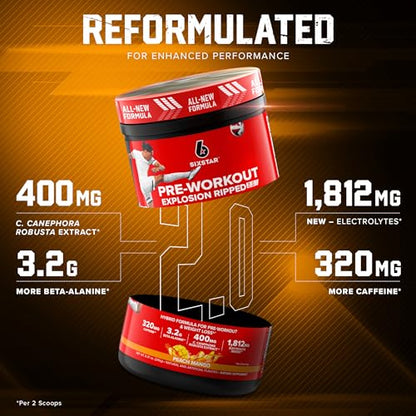 Six Star Pre-Workout Explosion Ripped 2.0 Peach Mango - Endurance Powder with Caffeine Six StarUS supplements