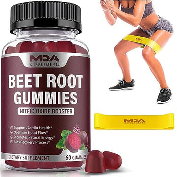 Beet Root Gummies with CoQ10, Energy, and Circulation Support, Pre Workout Nitric Oxide MDA SupplementsAu supplements