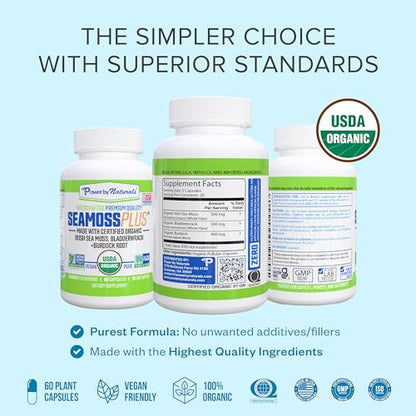 Power By Naturals Sea Moss Plus - USDA Certified Organic Wildcrafted Irish Seamoss Power By NaturalsUS supplements
