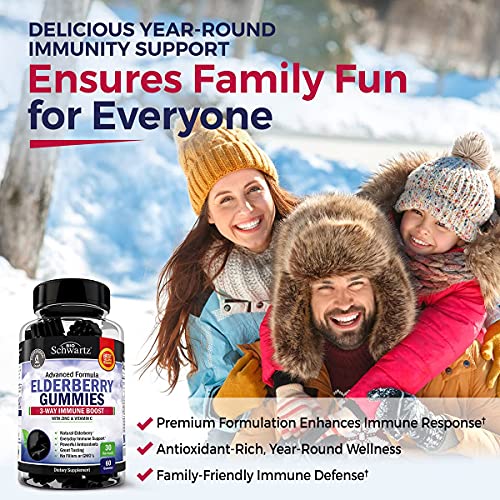 Elderberry Gummies with Zinc and Vitamin C for Adults & Kids - Natural Immune Support BioSchwartzUS supplements