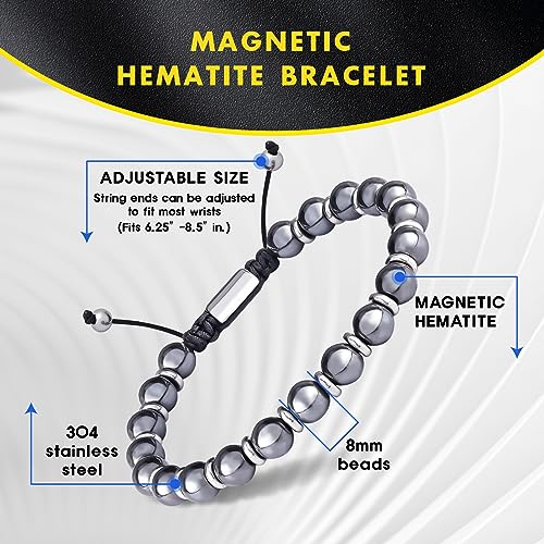 CARITATE Magnetic Hematite Bracelet for Women and Men, Healing Energy Beaded Bracelet CARITATEUS supplements