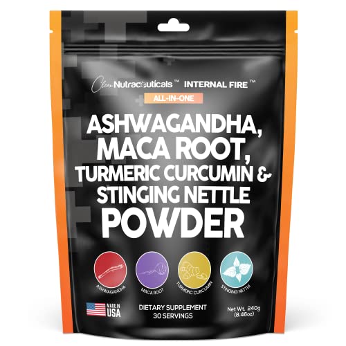 4in1 Ashwagandha Maca Root Powder Supplement with Turmeric Stinging Clean NutraceuticalsUS supplements