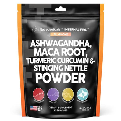 4in1 Ashwagandha Maca Root Powder Supplement with Turmeric Stinging Clean NutraceuticalsUS supplements