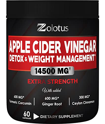 Zolotus 14x Strength Apple Cider Vinegar Capsules, Equivalent to 14500mg, with Turmeric ZolotusUS supplements