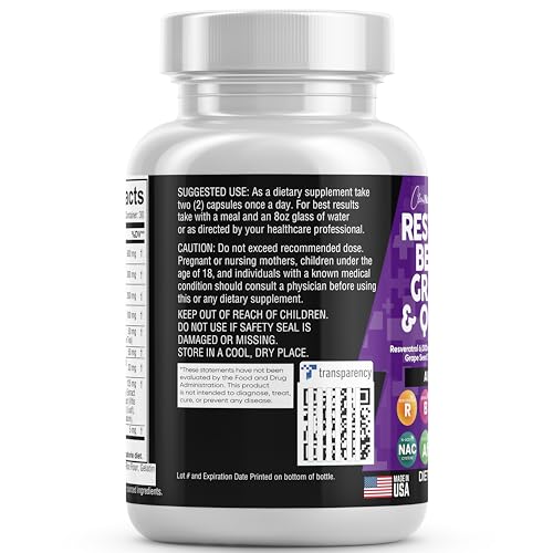 Resveratrol 6000mg Berberine 3000mg Grape Seed Extract 3000mg Clean NutraceuticalsUS supplements