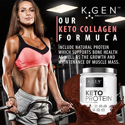 K-GEN™ Keto Collagen Protein Powder Natural Multi Collagen Chocolate Blend, Coconut MCT Vitamin C+B6 K GEN ketogenic enhancementUS supplements