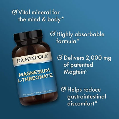 Dr. Mercola Magnesium L-Threonate, 30 Servings (90 Capsules), Dietary Supplement Dr. MercolaUS supplements