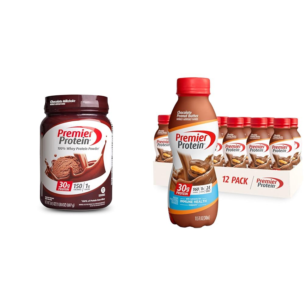 Premier Protein Powder, Chocolate Milkshake, 30g Protein, 1g Sugar, 100% Whey Protein Premier ProteinUS supplements