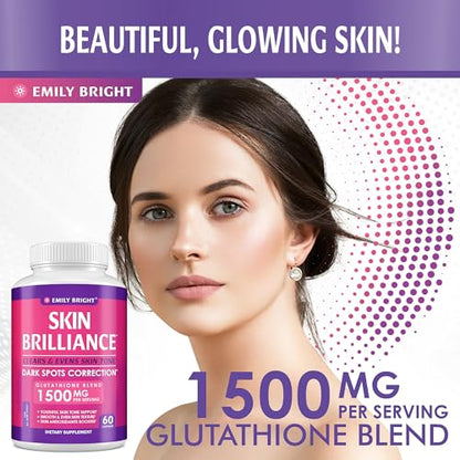 Glutathione Capsules - 1,500mcg Glutathione Supplement - Skin Tone Enhancer - Targets Emily Bright INCUS supplements