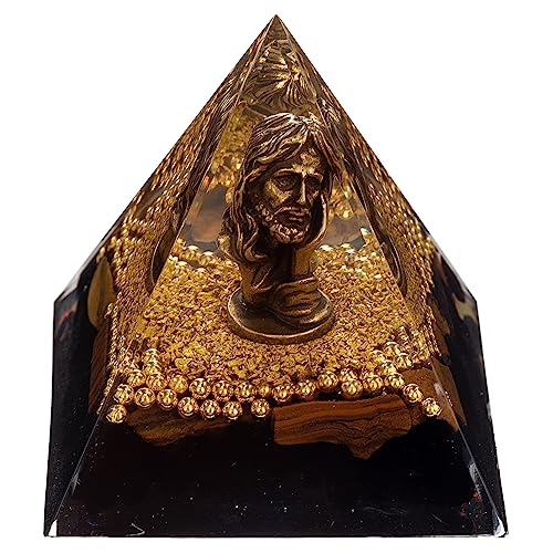 FENGSHUI-CAISHEN Mini Jesus Figurine in Healing Crystal Orgone Pyramid - Obsidian Tiger's Eye FENGSHUI-CAISHENAu supplements