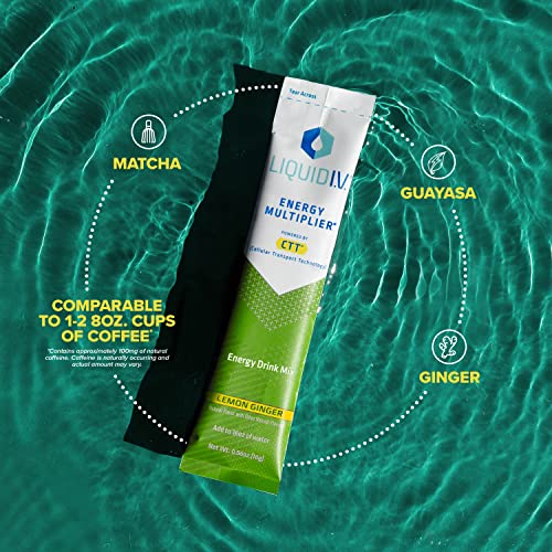 Liquid I.V. Hydration + Energy Multiplier - Lemon Ginger - Hydration Powder Packets Liquid I.V.US supplements