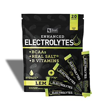 Enhanced Electrolyte Powder Stick Packs (Lemon Lime - 20 Packets) Sugar Free Zeal NaturalsUS supplements