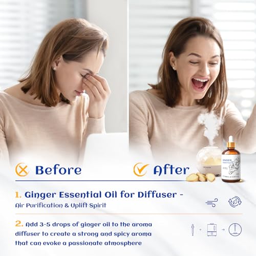 HIQILI Pure Ginger Essential Oil 3.38 Fl Oz, Pure Natural Premium Ginger Oil for Massage HIQILIAu supplements