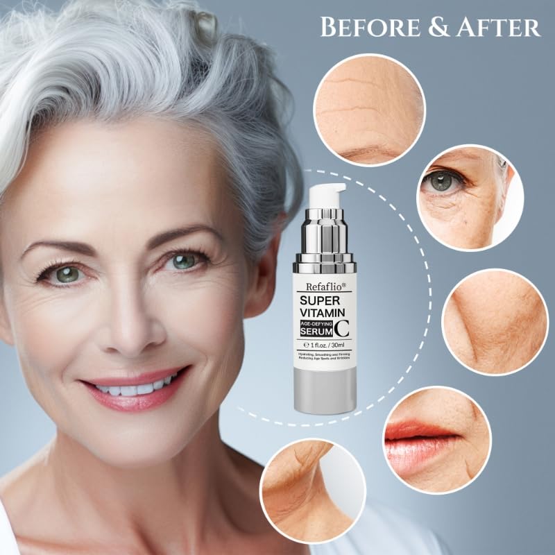 Super Vitamin C Serum for Women over 70, Rapid Anti Aging Cream, Face Lift Cream, Hydrates, Softens, Lifts and Firms, Fights Wrinkles, Advanced Super Serum C 3PCS. (90ml) RefaflioAu supplements