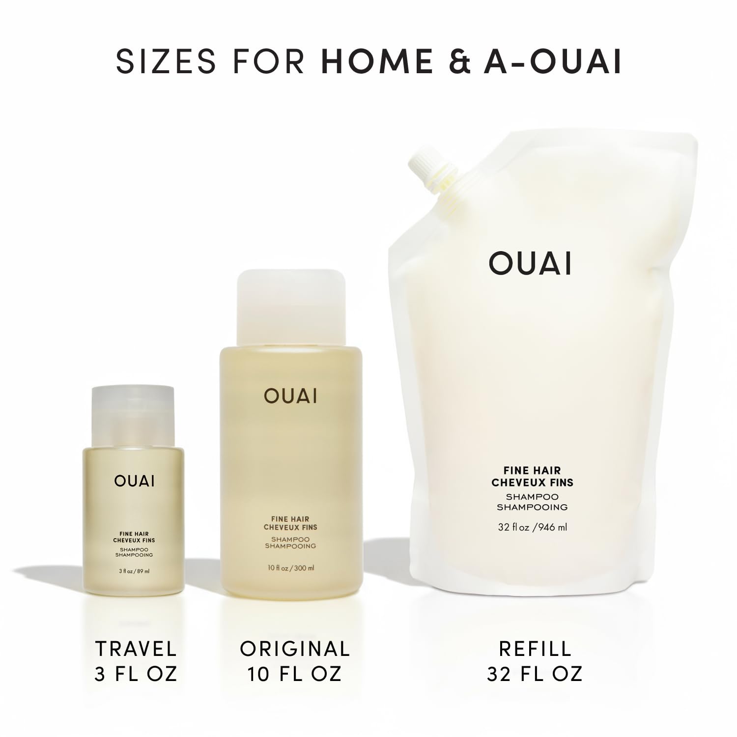OUAI Fine Hair Shampoo Refill - Volumizing Shampoo for Fine Strands - Made with Biotin, Keratin & Chia Seed Oil - Strengthens, Nourishes & Thickens - Color-Safe & Sulfate Free Hair Care (32 Fl oz) OUAIAu supplements