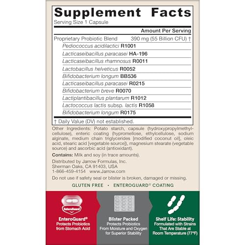 Jarrow Formulas Jarro-Dophilus EPS Advanced, 55 Billion CFU Probiotics, Digestive Support for Adults, 30 Probiotic Supplement Veggie Capsules, Up to 30 Day Supply Jarrow FormulasAu supplements