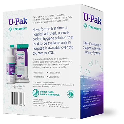 Theraworx Protect U-Pak 60-Ct Wipes & Hygiene Foam 3.4 oz for Urinary Health (Pack of 1) THERAWORX PROTECTAu supplements