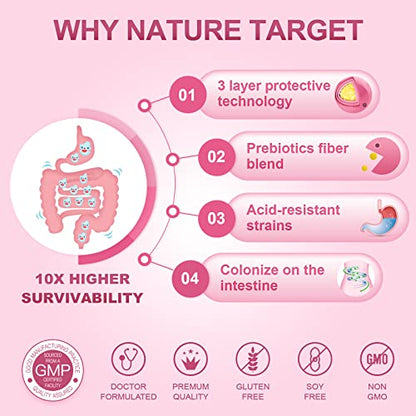 Probiotics-for-Women, Probiotics and Prebiotics, Cranberry and D-Mannose, 50-Billion NATURE TARGETUS supplements