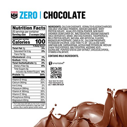 Muscle Milk ZERO, 100 Calorie Protein Powder, Chocolate, 15g Protein, 1.65 Pound Muscle MilkUS supplements