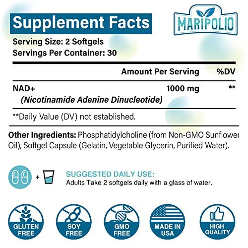 Liposomal NAD+ Supplement 1000 mg | Highest NAD Pontecy | Max Absorption | Pure NAD MaripolioUS supplements