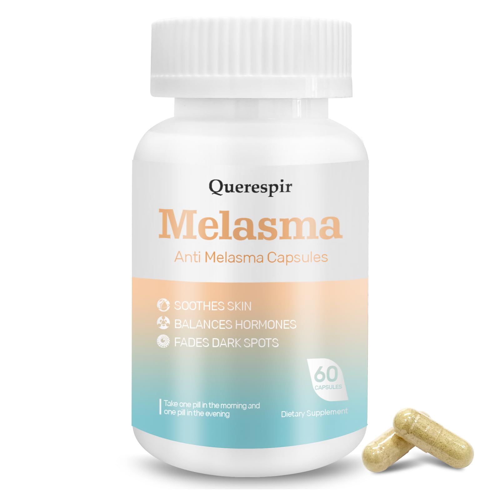 Melanina Anti-Melasma Capsule, Melasma Dark Spot Remover, Melanin Supplement, Spots Remover for Face & Body, Vitamin C & Turmeric Extract, Brightens & Even Skin Tone - 60 Capsules QuerespirAu supplements