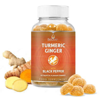 BeLive Turmeric Curcumin with Black Pepper & Ginger - 60 Gummies I Turmeric and Ginger BeLiveUS supplements