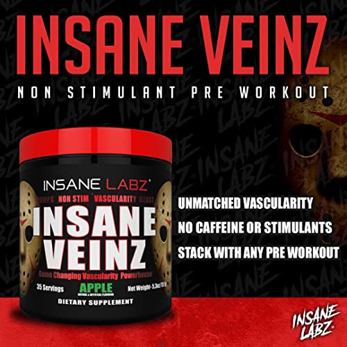 Insane Labz Insane Veinz Non Stimulant NO Enhancing Powder, Nitric Oxide Booster Insane LabzAu supplements