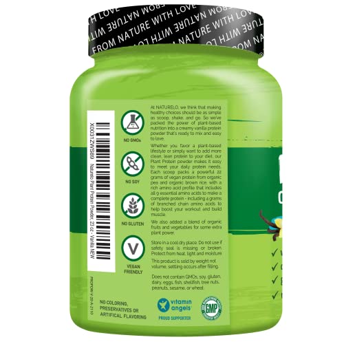 NATURELO Plant Protein Powder, Vanilla, 22g Protein - Non-GMO, 20 Ser NATURELOUS supplements
