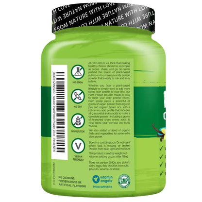 NATURELO Plant Protein Powder, Vanilla, 22g Protein - Non-GMO, 20 Ser NATURELOUS supplements