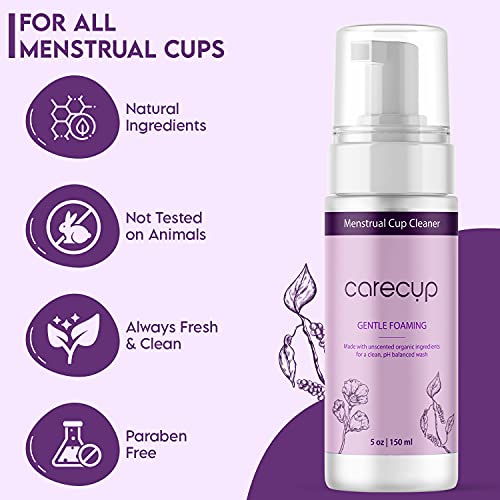 CareCup Menstrual Cup Cleaner - Unscented Foaming Sterilizer Wash for Silicone Period discs - Wipes Clean CareCupAu supplements