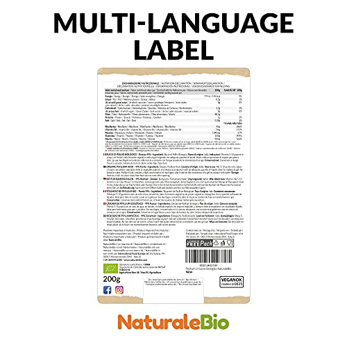 Organic Psyllium Husk - 99% Purity - 200g. Pure & Natural Psyllium Seed Husks NaturaleBioUS supplements
