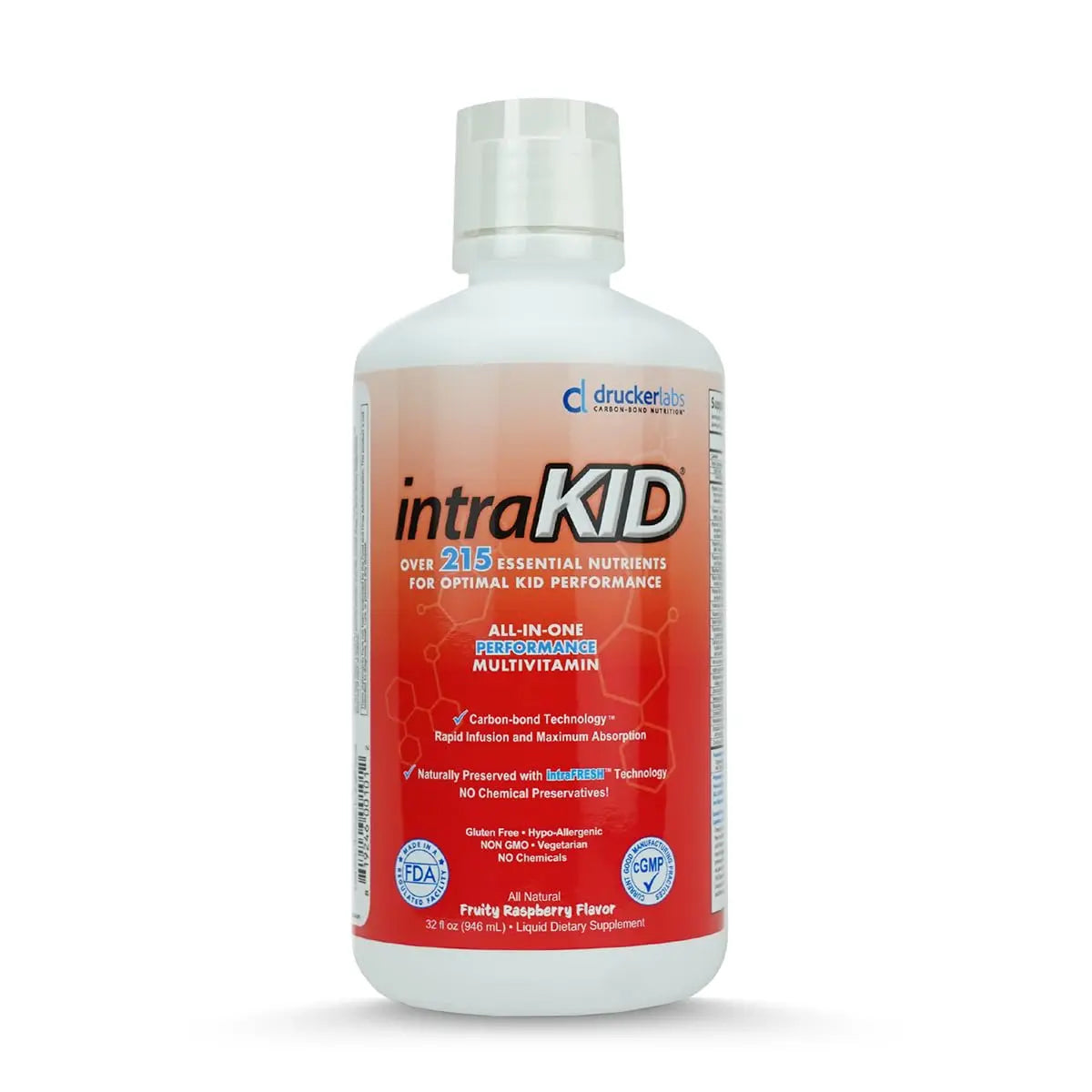 intraKID Drucker Labs Organic Liquid Multivitamin for Kids, Immune Support, Non GMO, Dairy Free, Gluten Free, Magnesium, Vitamin A,C,E, Zinc intraKIDAu supplements
