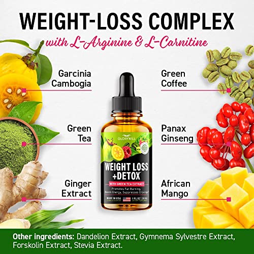 Weight Loss Drops Natural Detox Made in USA - Diet Drops for Fat Loss - Effective Appetite FQQFUS supplements