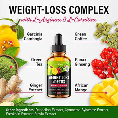 Weight Loss Drops Natural Detox Made in USA - Diet Drops for Fat Loss - Effective Appetite FQQFUS supplements