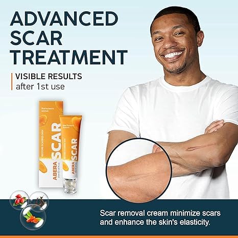 ABERA Scar Removal Cream for Women and Men - Rapid Repair of New Old Scars, Spots, Burns All Natural Treatment with Vitamin E, Alanine, Collagen (1 Box + 3 Eye Patch) ABERAAu supplements