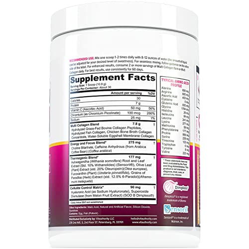 Multi Collagen Burn: Multi-Type Hydrolyzed Protein Peptides with Hyaluronic Acid, Vitamin VitauthorityUS supplements