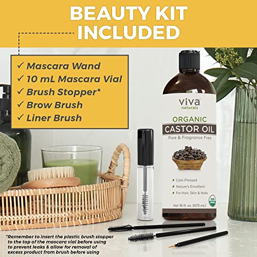 Viva Naturals Organic Castor Oil, 16 fl oz - Cold Pressed Castor Oil for Skin, Hair and Lashes - Traditionally Viva NaturalsAu supplements